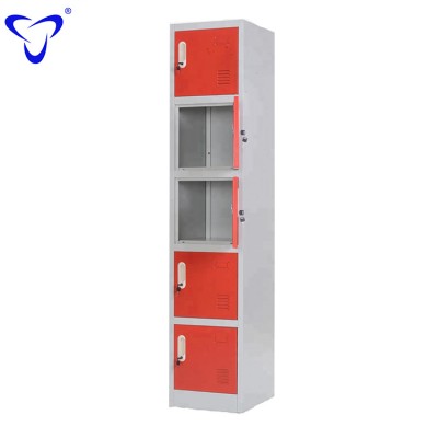 for staff use kock down low price 5 doors steel metal starage cloth cabinet locker without waist