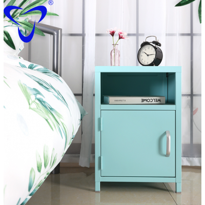 Bright Color metal material bed beside table steel bedroom small cabinet night stand