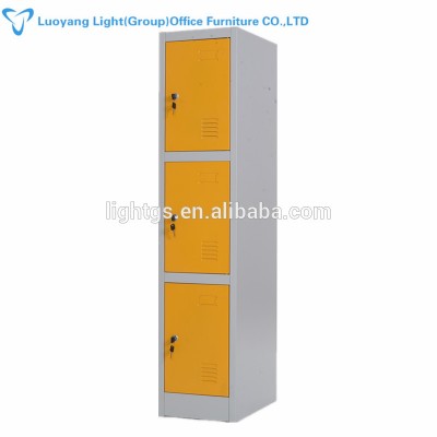 Steel Office Furniture Three Door Clothes Cabinet Steel 3 Door Locker 3 Tiers Wardrobe